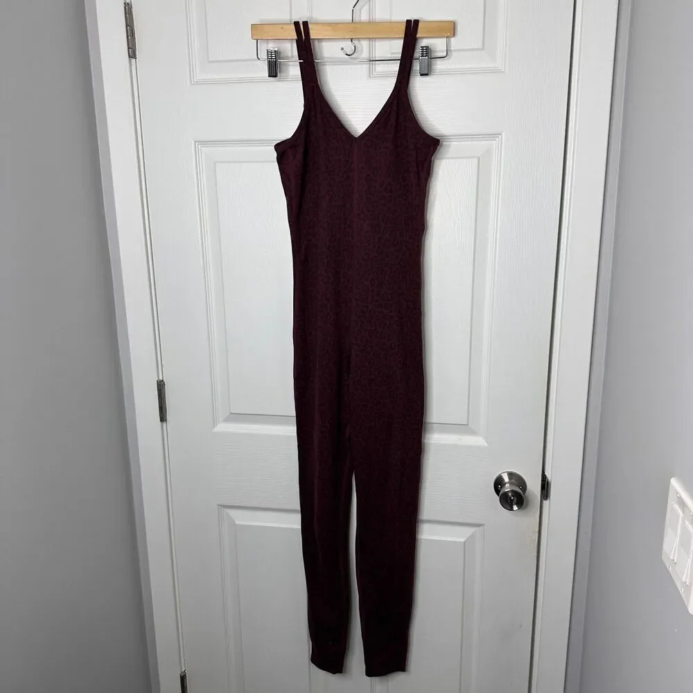 EveryDay Yoga Leopard Print Red Jumpsuit - Picture 4 of 10